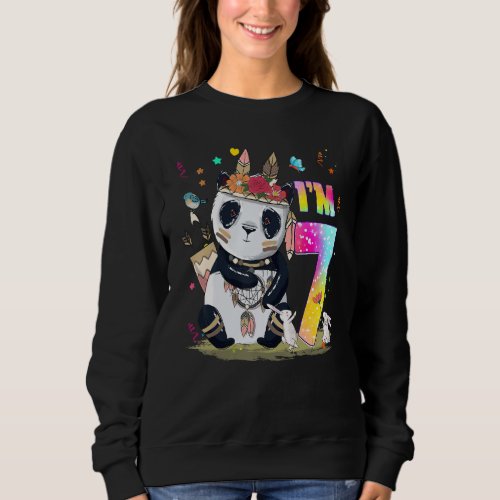 7 Year Old   Girls Teens Cute Little Panda 7th Bir Sweatshirt