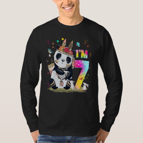 7 Year Old   Girls Teens Cute Little Panda 7th Bir T_Shirt