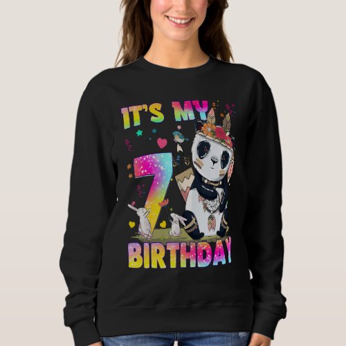 7 Year Old  Girls Teens Cute Little Panda 7th Birt Sweatshirt