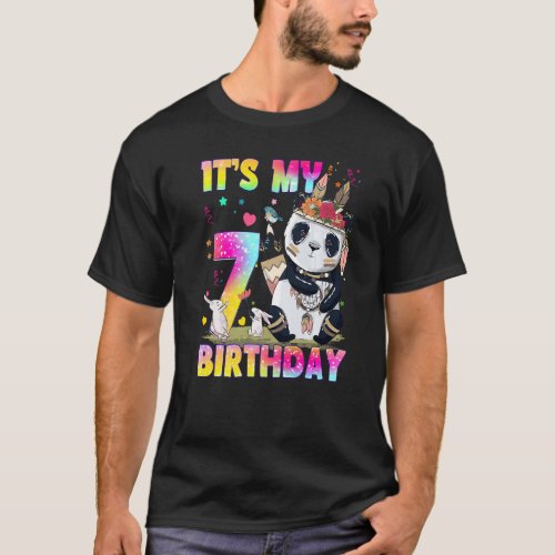 7 Year Old  Girls Teens Cute Little Panda 7th Birt T_Shirt