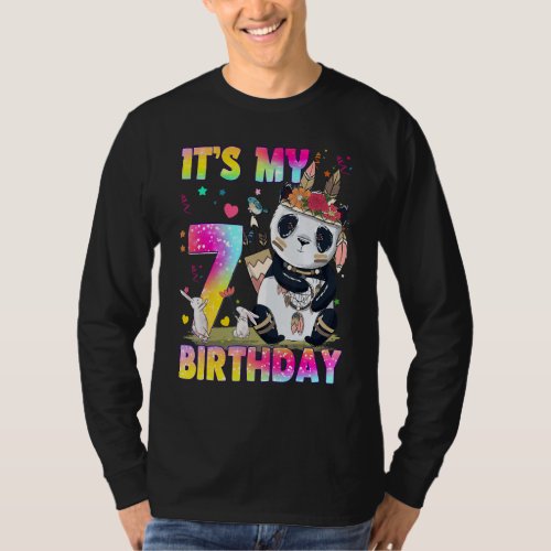 7 Year Old  Girls Teens Cute Little Panda 7th Birt T_Shirt