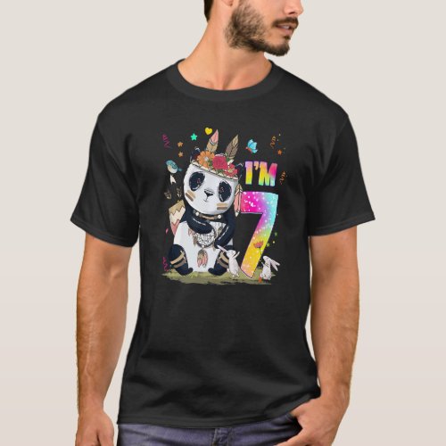 7 Year Old  Girls Teens Cute Little Panda 7th Birt T_Shirt