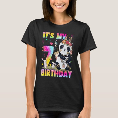 7 Year Old  Girls Teens Cute Little Panda 7th Birt T_Shirt