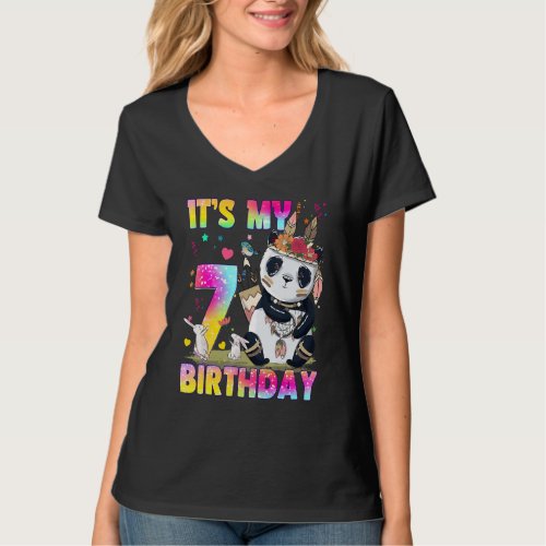 7 Year Old  Girls Teens Cute Little Panda 7th Birt T_Shirt