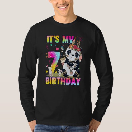 7 Year Old  Girls Teens Cute Little Panda 7th Birt T_Shirt