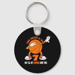 7 Year Old Happy 7th Birthday Basketball 7th Birth Keychain