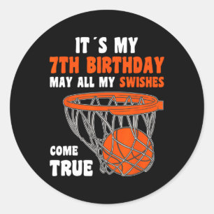 7 Year Old Happy 7th Birthday Bysketbyll 7th Birth Classic Round Sticker