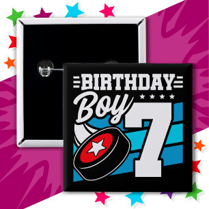 7 Year Old Hockey Party Theme 7th Birthday Boy Button