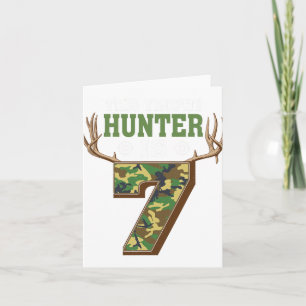 7 Year Old Hunting 7th Birthday Party Deer Hunter  Card