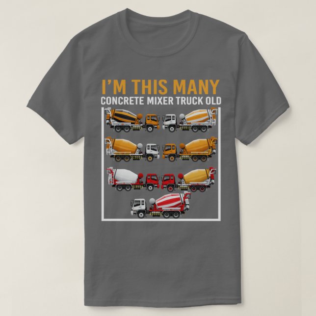 7 year old Im This Many Concrete Mixer Truck 7th B T-Shirt (Design Front)