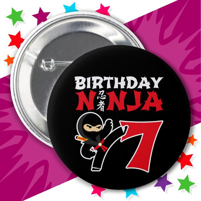 7 Year Old Karate Ninja Party Kids 7th Birthday Button (Creator Uploaded)