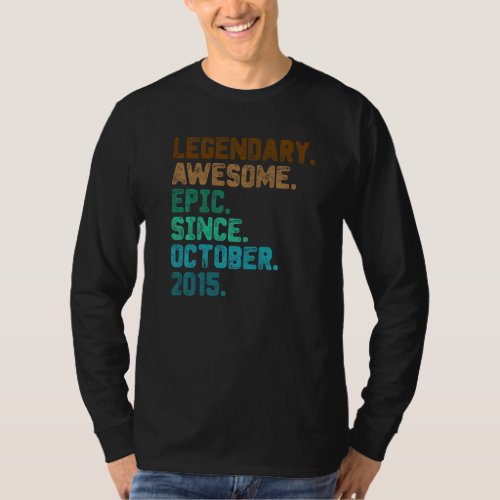 7 Year Old  Legend Since October 2015 7th Birthday T_Shirt