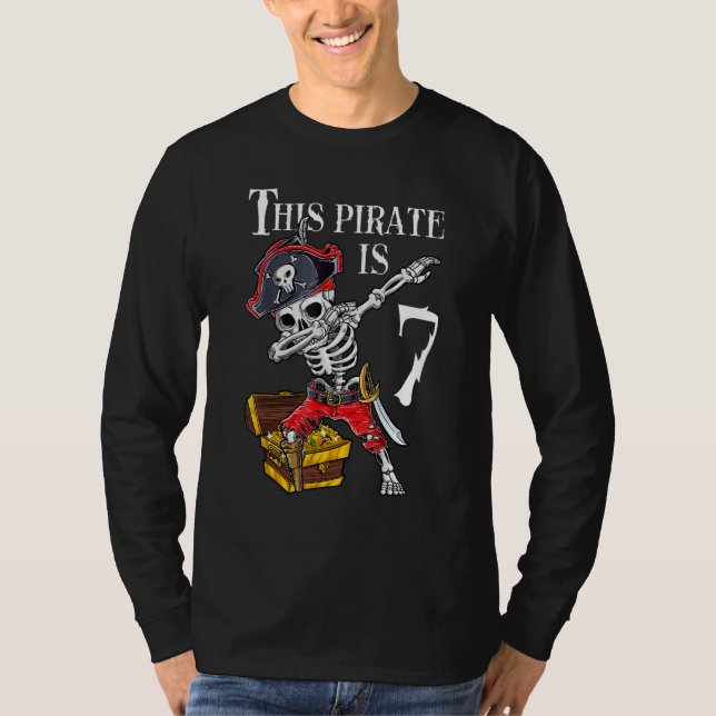 7 Year Old Pirate Birthday Dabbing Pirates Treasur T-Shirt (Front)