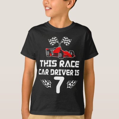 7 Year Old Race Car Birthday Boy For 7th Birthday  T_Shirt