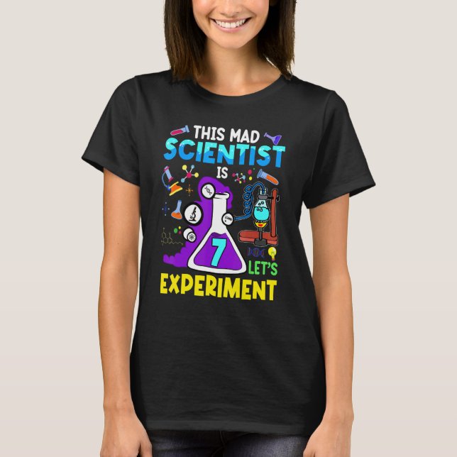 7 Year Old Science Theme Party 7th Birthday Let's  T-Shirt (Front)