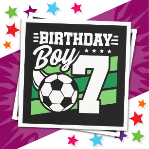 7 Year Old Soccer Football Party 7th Birthday Boy Napkins