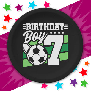 7 Year Old Soccer Football Party 7th Birthday Boy Paper Plates