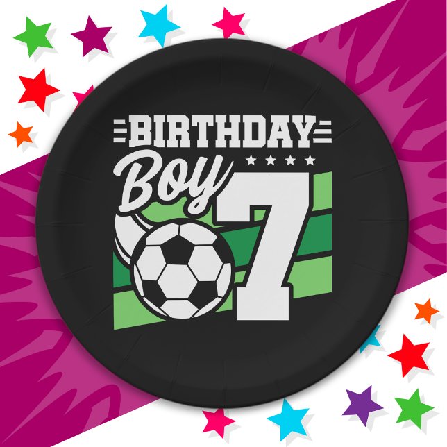 7 Year Old Soccer Football Party 7th Birthday Boy Paper Plates (Creator Uploaded)