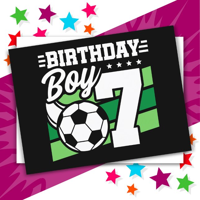 7 Year Old Soccer Football Party 7th Birthday Boy Postcard (Creator Uploaded)