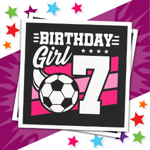 7 Year Old Soccer Football Party 7th Birthday Girl Napkins
