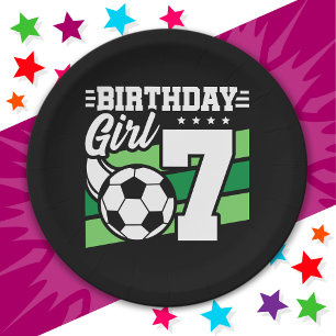 7 Year Old Soccer Football Party 7th Birthday Girl Paper Plates