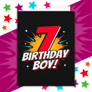 7 Year Old Superhero Birthday Boy 7th Birthday Card
