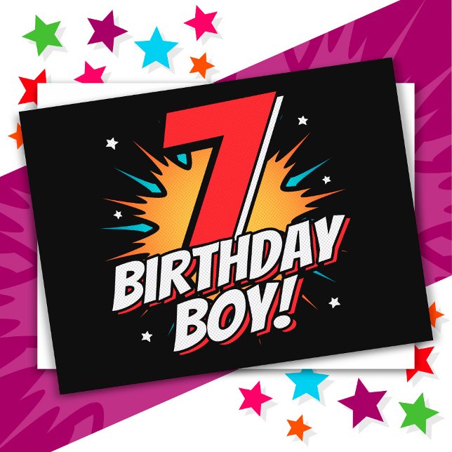 7 Year Old Superhero Birthday Boy 7th Birthday Postcard (Creator Uploaded)