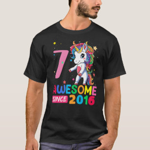 7 Year Old Unicorn Flossing 7th Birthday Girl Tee