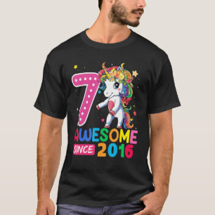 7 Year Old Unicorn Flossing 7th Birthday Girl Unic T-Shirt