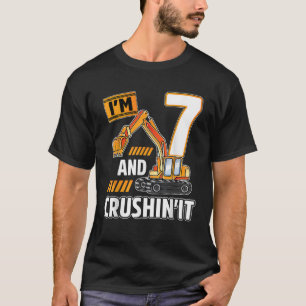 7 year old vehicles construction excavator Birthda T-Shirt