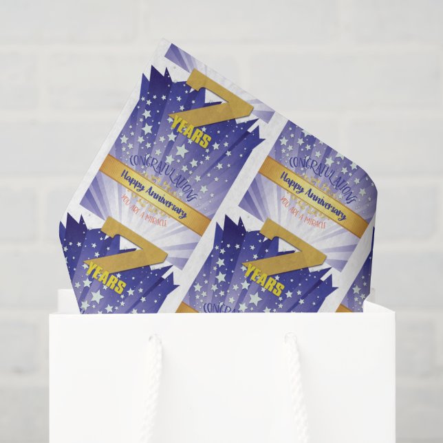 7 Year Sober Anniversary Bold Numeral Tissue Paper (Gift Bag)