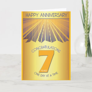 7 Year Sober Anniversary   Golden Ray 12 Step  Card