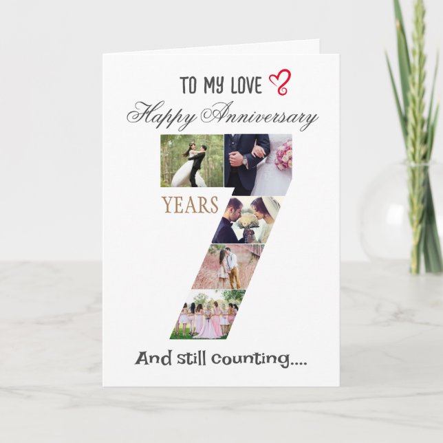7 Year Wedding Anniversary Photo Card (Front)