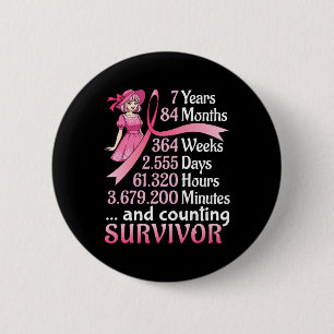 7 Years 84 Months And Counting Breast Cancer Survi Button