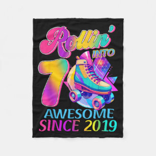 7 Years Awesome Since 2019 Hockey Theme Birthday 1 Fleece Blanket