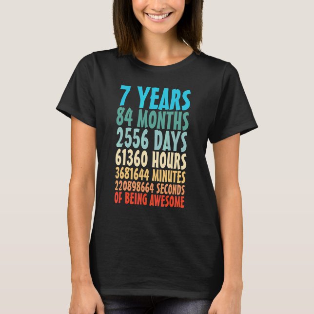7 Years Of Being Awesome 96 Months 7th Birthday Co T-Shirt (Front)
