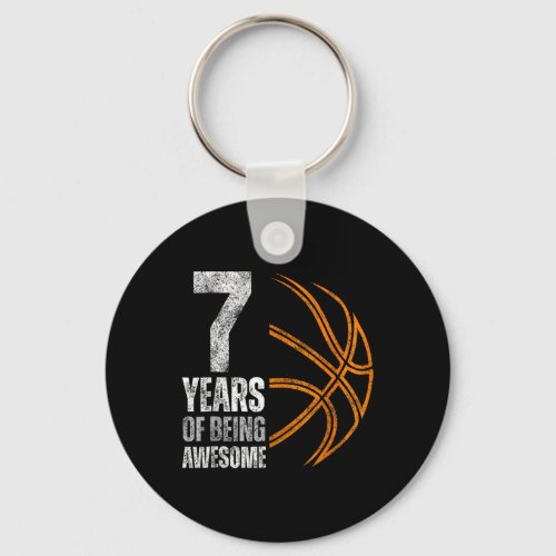 7 Years Of Being Awesome Basketball 7th Birthday  Keychain