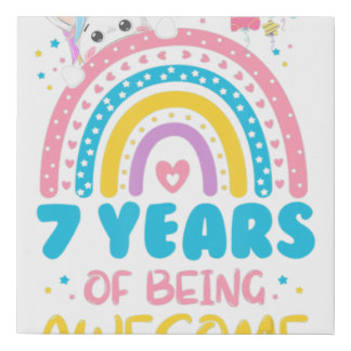 7 Years of Being Awesome Rainbow 7th Birthday Unic Faux Canvas Print