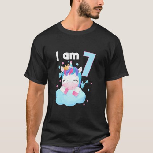 7 Years Old 7 Birthday Outfit Boy Girl Unicorn 4  T_Shirt