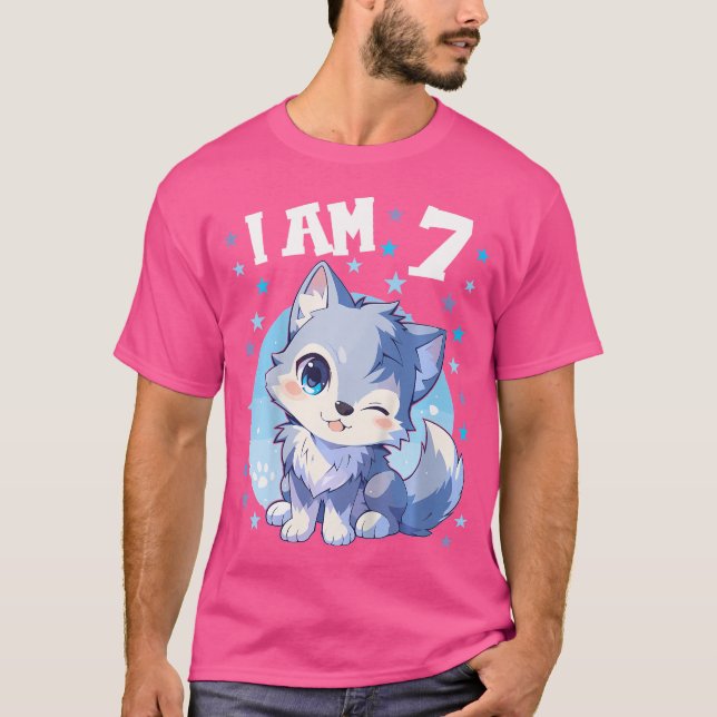 7 Years Old 7 Birthday Wolves Boy Girl Wolf T-Shirt (Front)