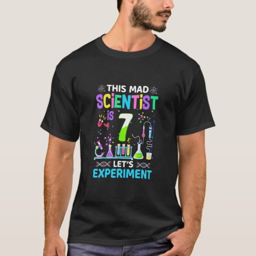 7 Years Old 7th Birthday Boys Girls Science Theme  T_Shirt
