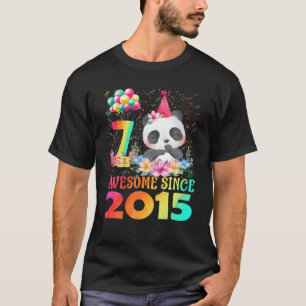 7 Years Old 7Th Birthday Panda Awesome Since 2015 T-Shirt