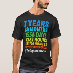 7 Years Old 7th Birthday  Vintage Retro Countdown T-Shirt
