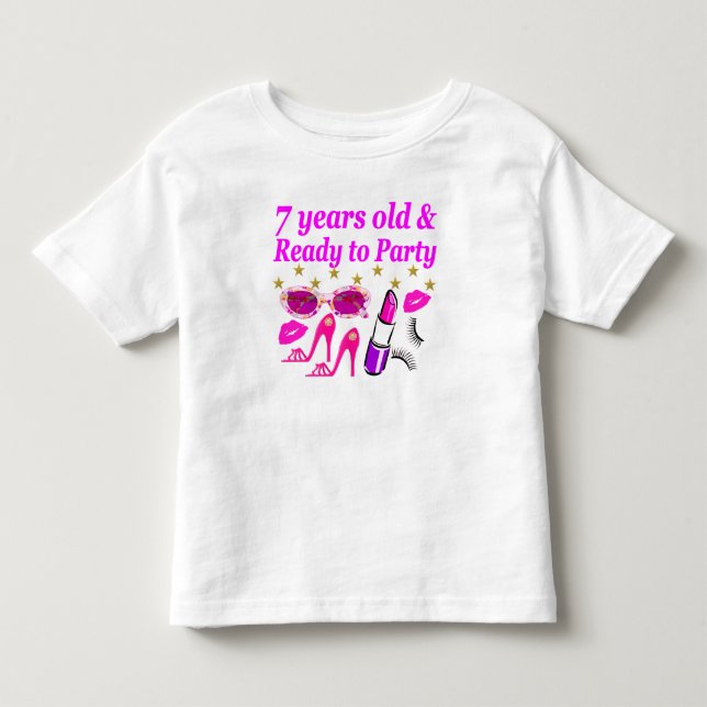 7 YEARS OLD AND READY TO PARTY PRINCESS DESIGN TODDLER T-SHIRT (Front)