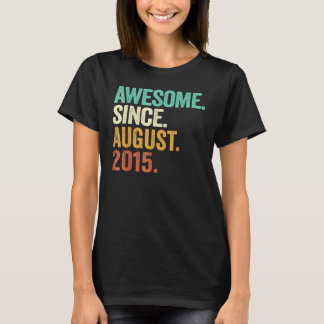 7 Years Old Awesome Since August 2015 7th Birthda T-Shirt