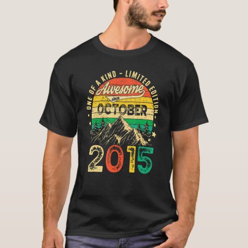 7 Years Old  Awesome Since October 2015 7th Birthd T_Shirt