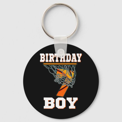 7 Years Old Basketball Boy 7th Birthday Party Cele Keychain