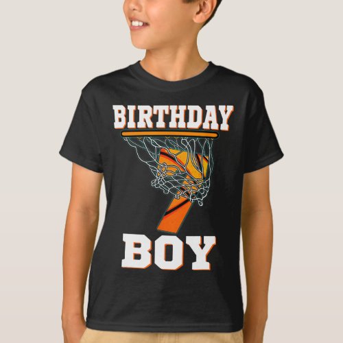 7 Years Old Basketball Boy 7th Birthday Party Cele T_Shirt
