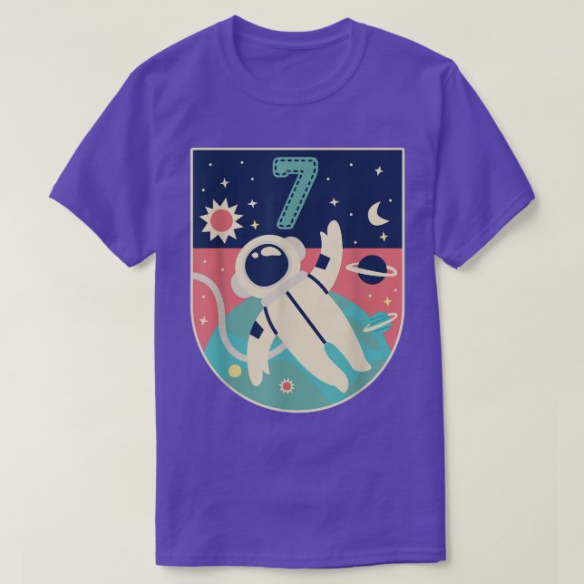 7 Years Old Birthday Boy Tee Astronaut 7th Bday Pa (Design Front)