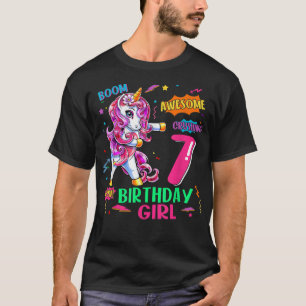7 Years Old Birthday Comics Unicorn Flossing 7th B T-Shirt